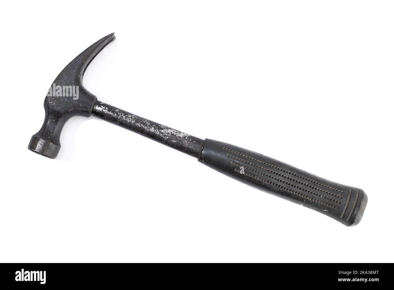 Martello da artiglio vecchio isolato su sfondo bianco. Attrezzo carpentiere Foto Stock