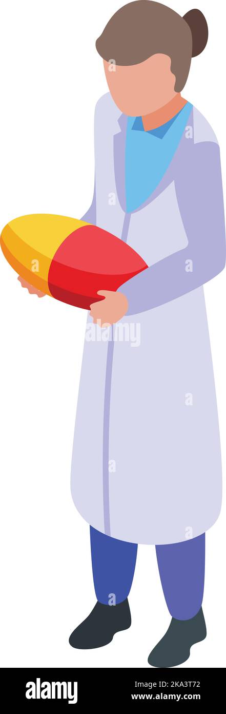 Vettore isometrico dell'icona del farmaco della medicina. Sport doping. Test steroide Illustrazione Vettoriale