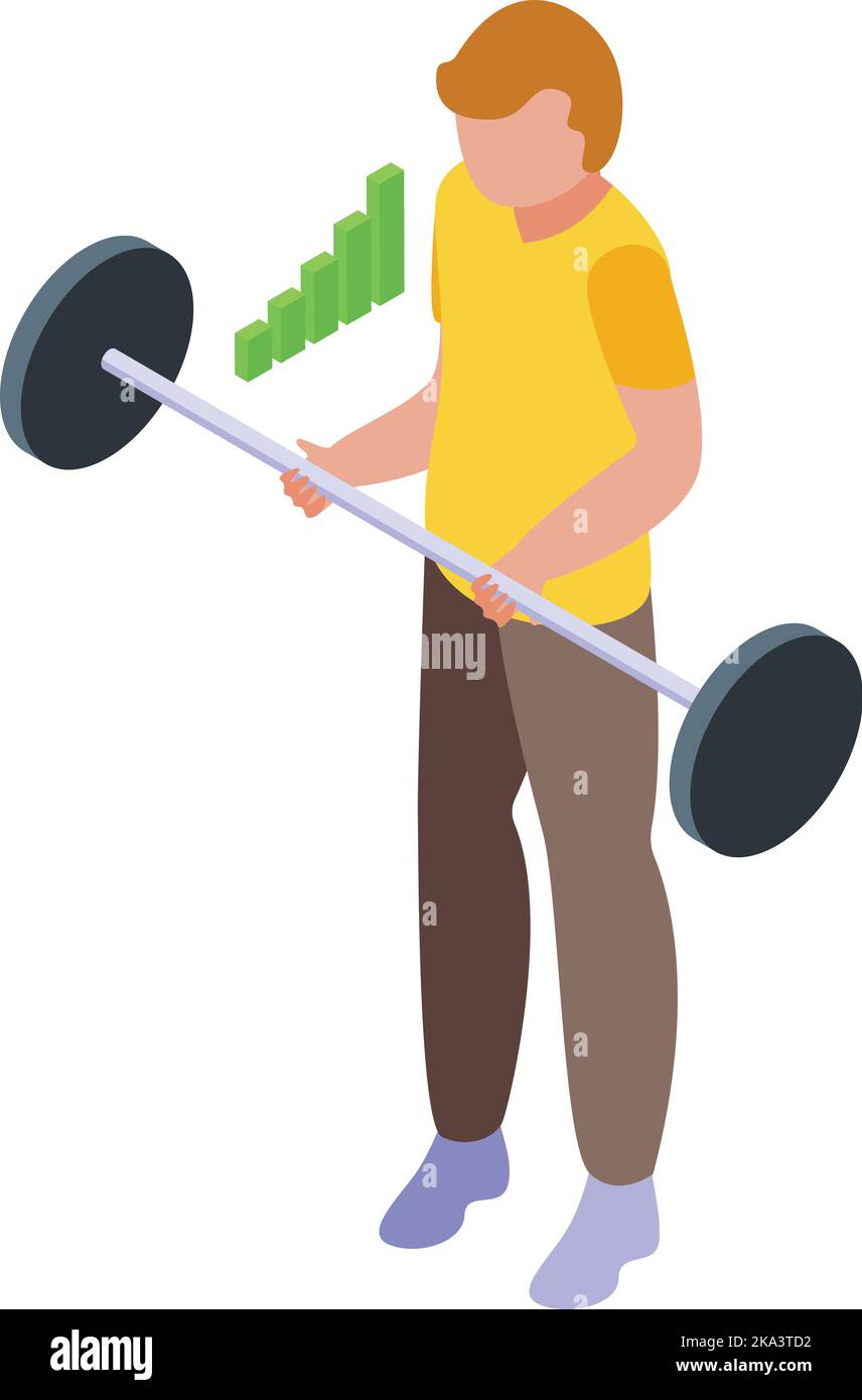 Vettore isometrico icona atleta barbell doping. Farmaco. Fitness salute Illustrazione Vettoriale