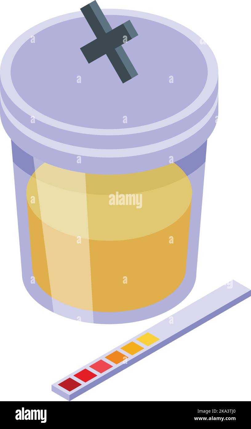 Vettore isometrico dell'icona del test di drogaggio. Atleta sportivo. Farmaco Illustrazione Vettoriale