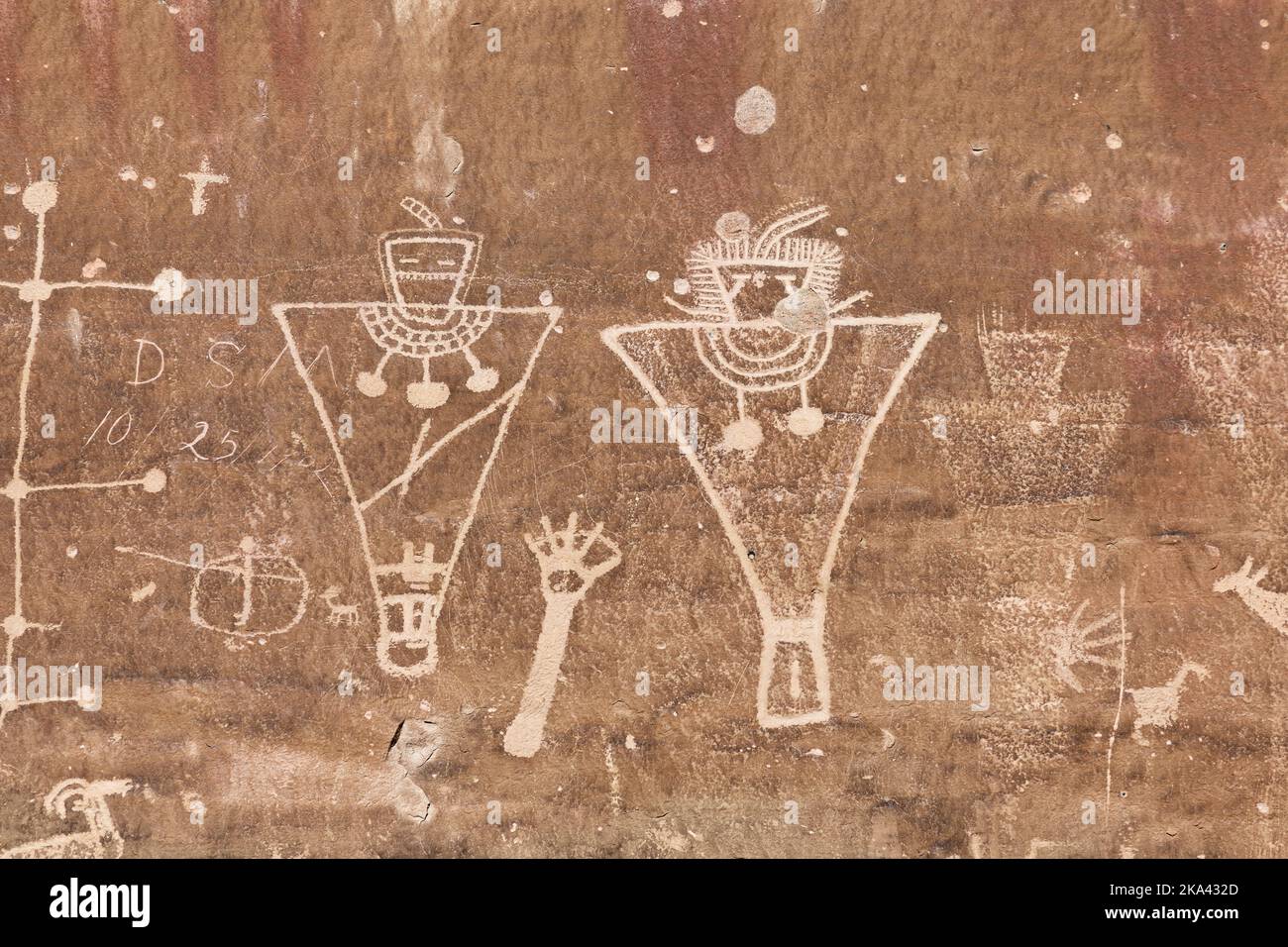 Pannello di Petroglyph presso il sito di Sego Canyon Rock Art nello Utah Foto Stock