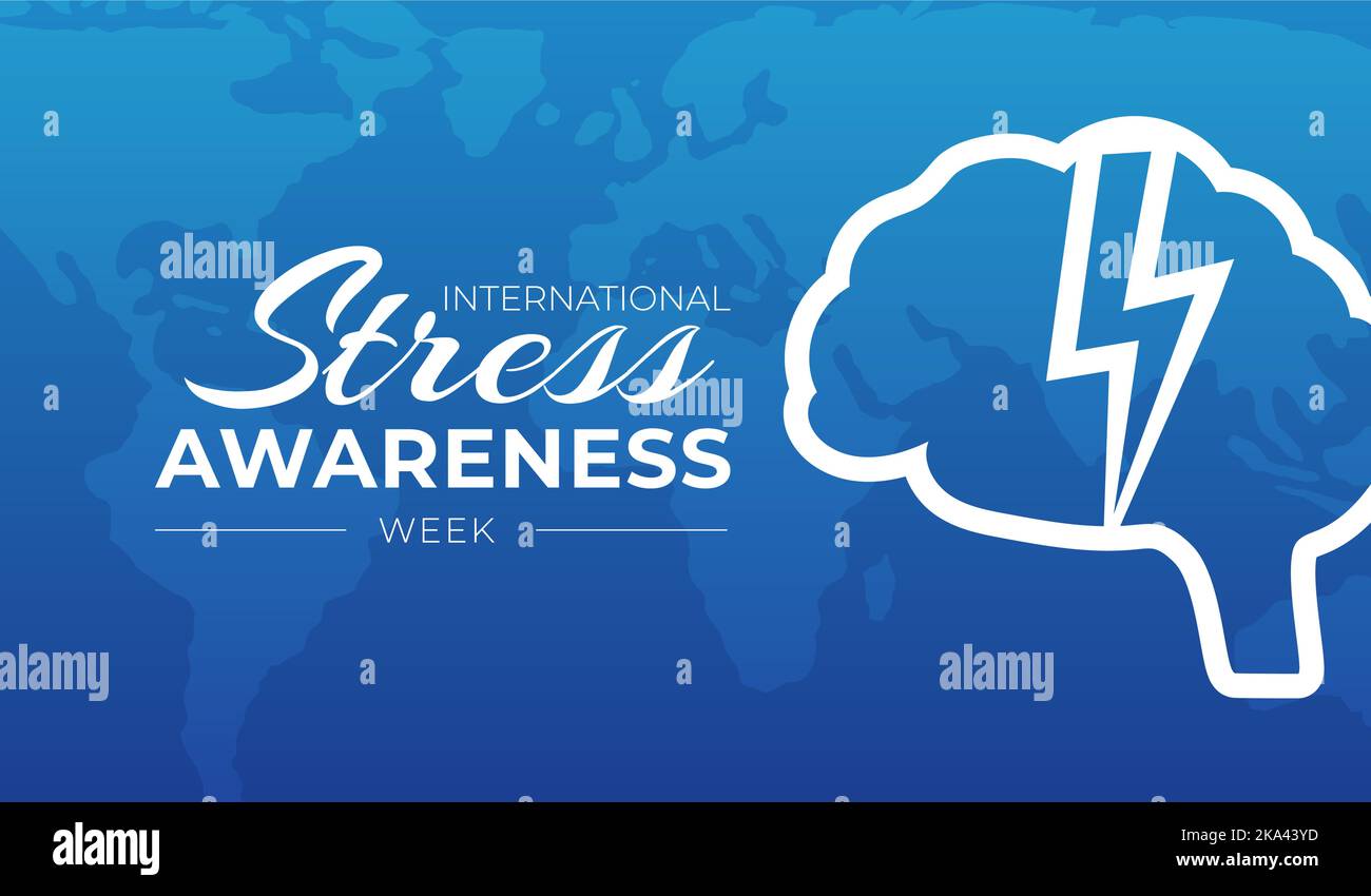 Illustrazione della settimana internazionale di sensibilizzazione allo stress blu Illustrazione Vettoriale