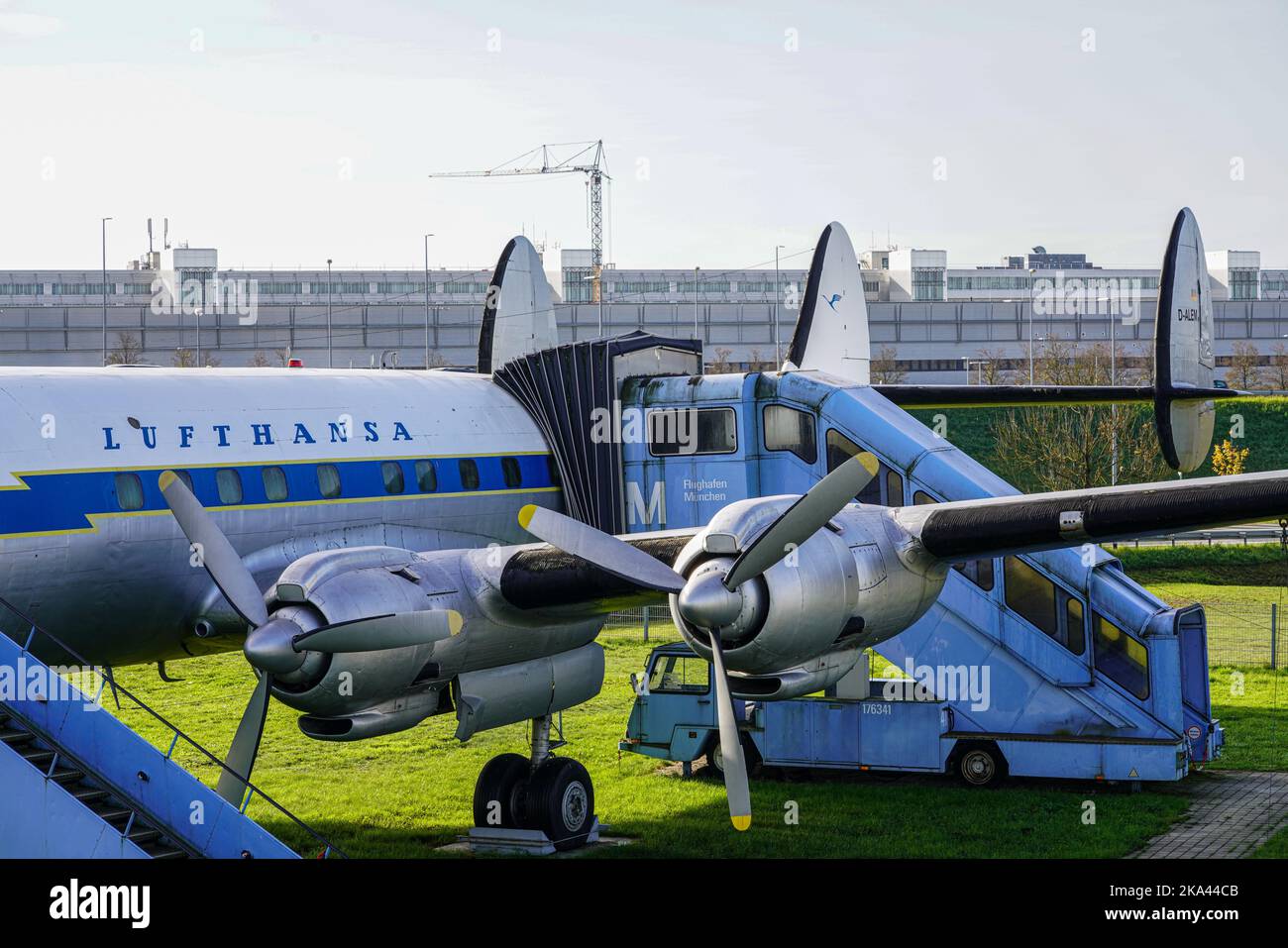 Velivoli esposti nel Parco visitatori dell'aeroporto di Monaco. Foto Stock