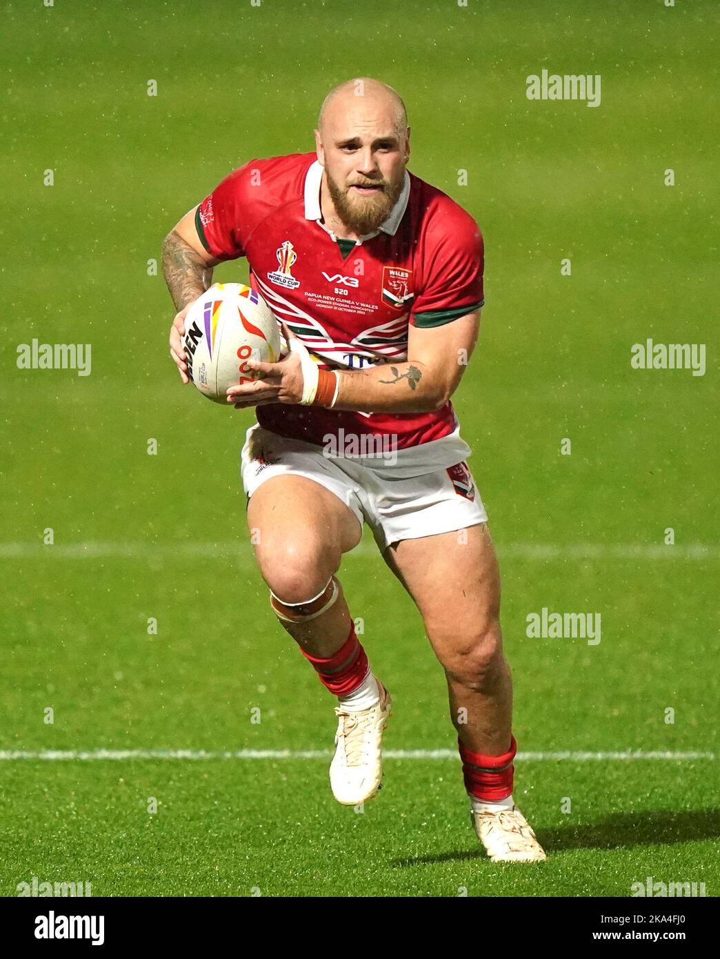 Will Evans del Galles durante la partita di Coppa del mondo di Rugby League D all'Eco-Power Stadium di Doncaster. Data immagine: Lunedì 31 ottobre 2022. Foto Stock