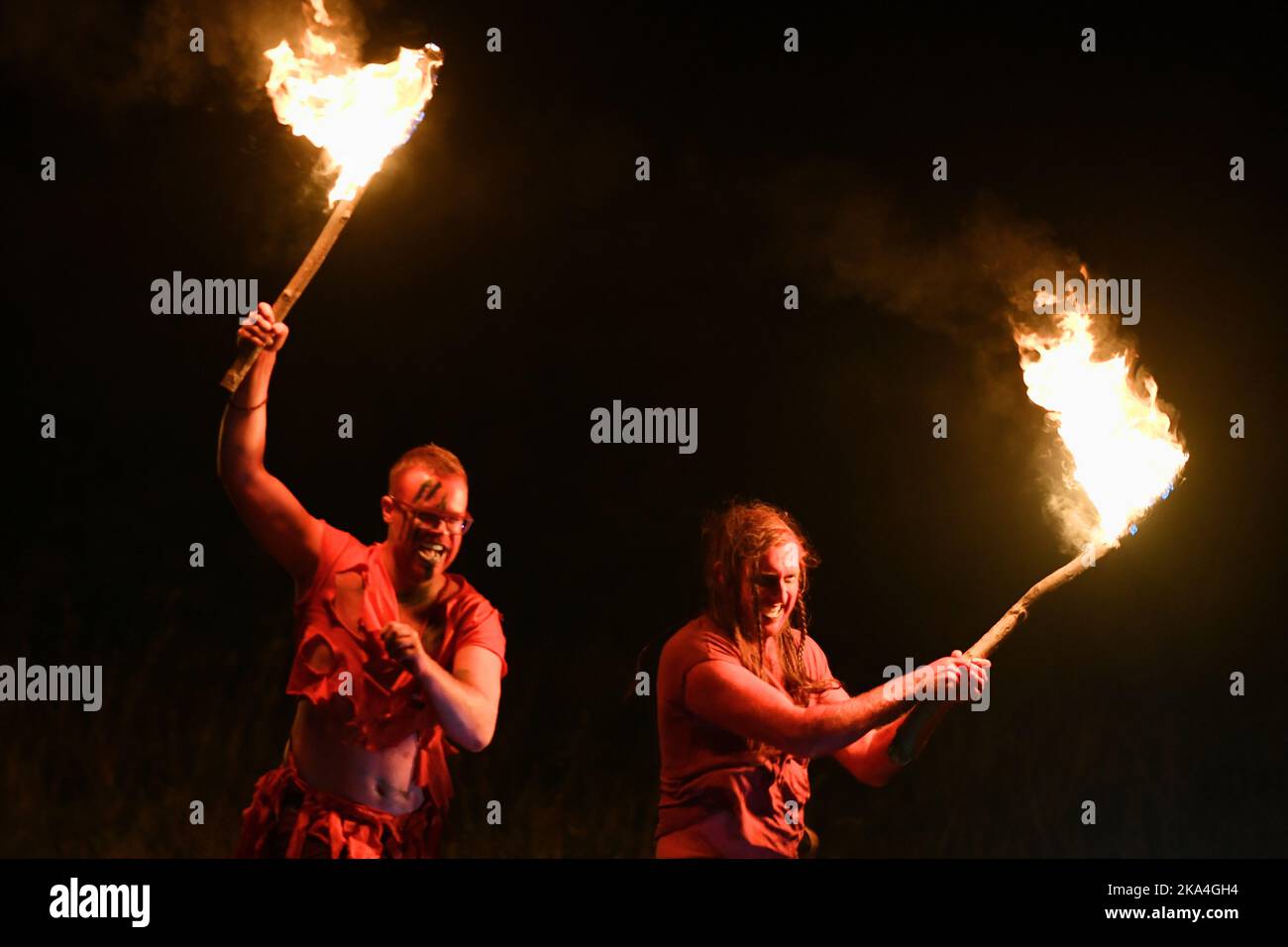Edimburgo Scozia, Regno Unito 31 ottobre 2022. Il Festival Samhuinn della Beltane Fire Society si svolge a Holyrood Park per segnare l’ascesa dell’inverno. Credit sst/alamy live news Foto Stock
