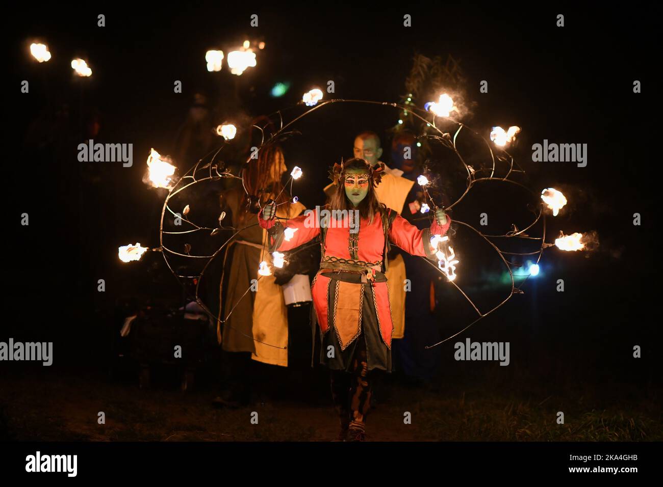Edimburgo Scozia, Regno Unito 31 ottobre 2022. Il Festival Samhuinn della Beltane Fire Society si svolge a Holyrood Park per segnare l’ascesa dell’inverno. Credit sst/alamy live news Foto Stock