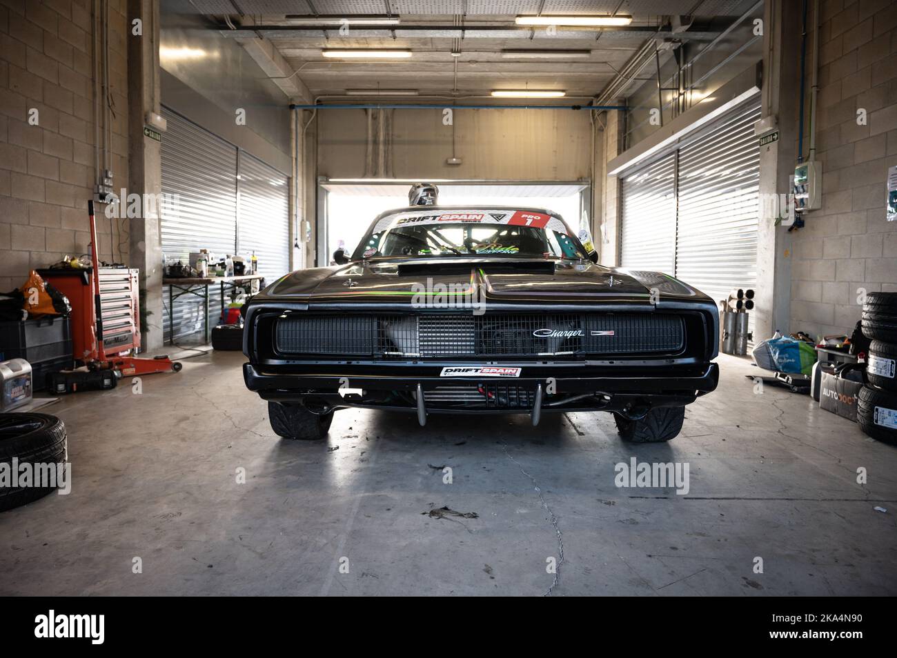 Black Racing Dodge Charger ai box Foto Stock