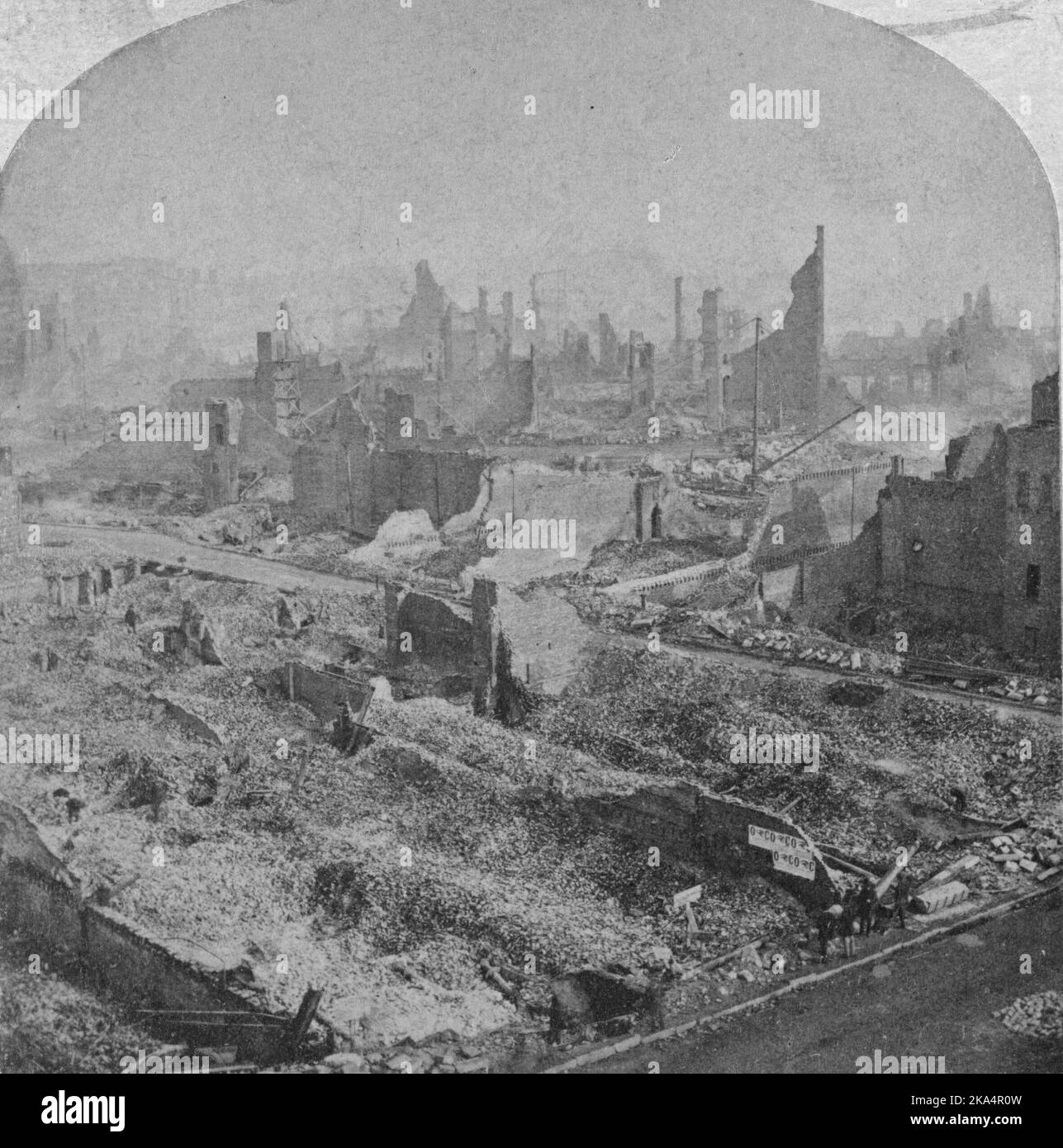 Il grande incendio di Boston: Il grande incendio di Boston del 1872, Boston, dopo l'incendio, Massachusetts, America Foto Stock
