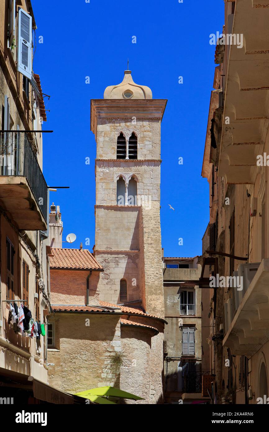 La Chiesa di Sainte-Marie-Majeure (Eglise Sainte-Marie-Majeure) del 12-13th ° secolo a Bonifacio (Corse-du-Sud) sull'isola di Corsica, Francia Foto Stock