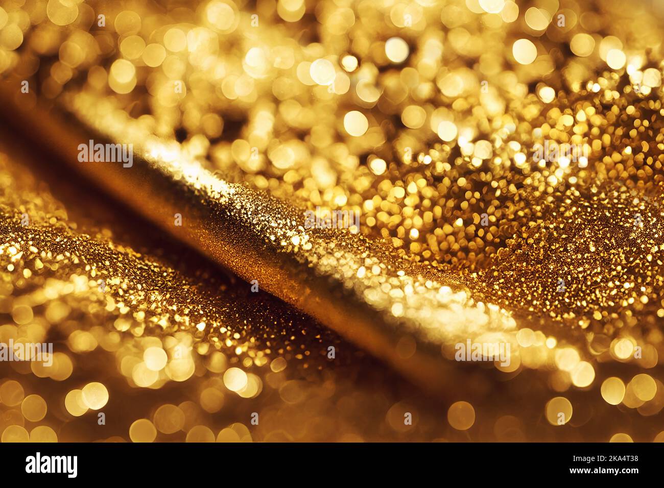 Sfondo dorato con glitter, luccicanti, luci brillanti Foto Stock