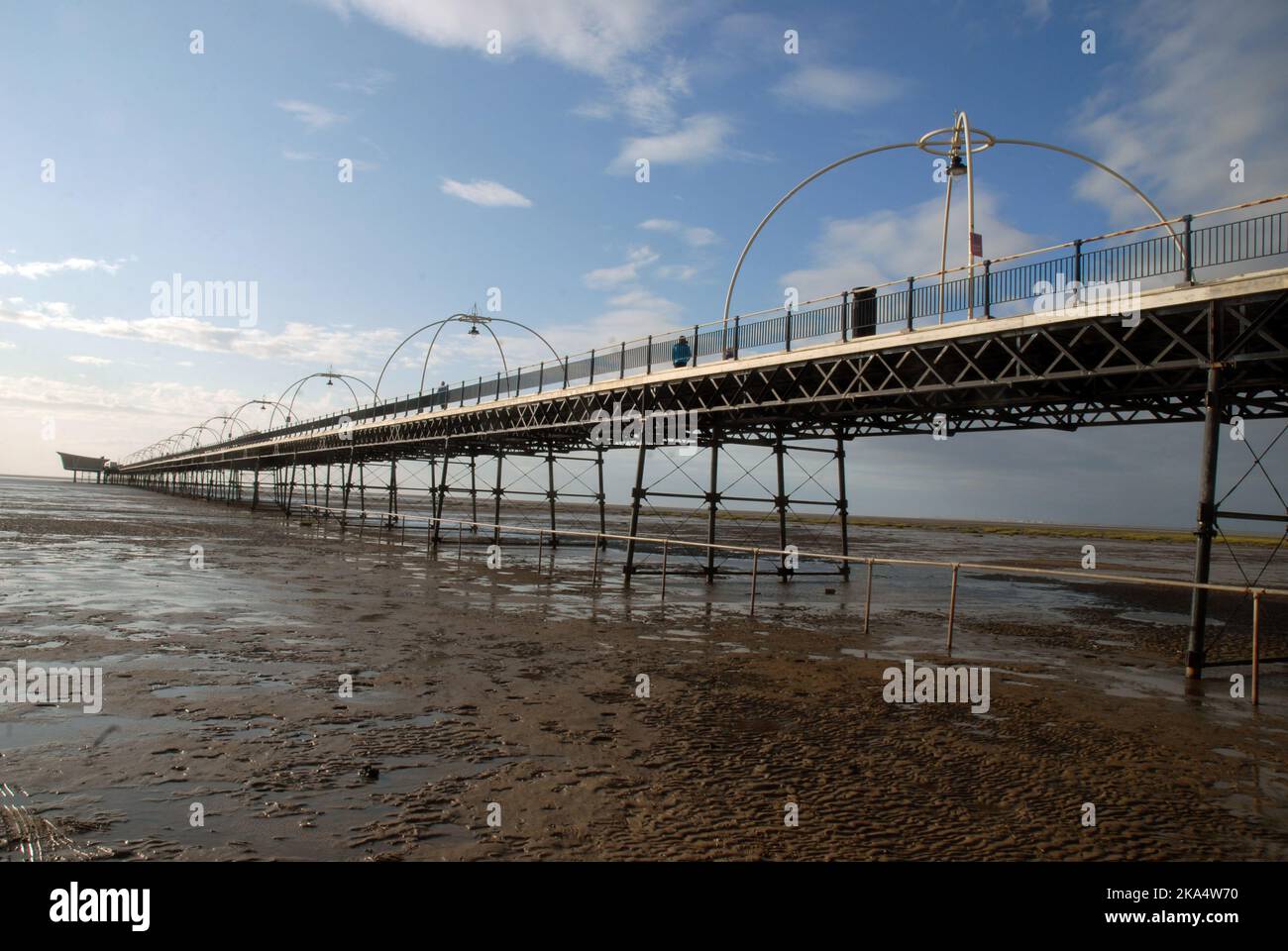 Southport Pier, Southport Beach, Merseyside, Inghilterra. Foto Stock