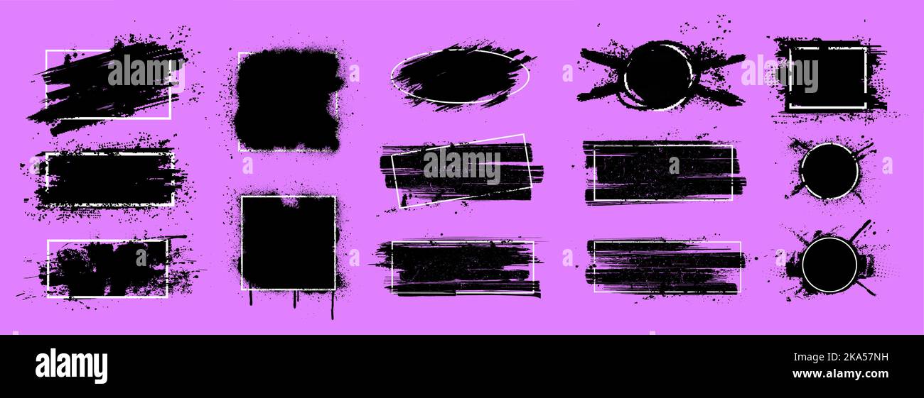 Composizioni spazzola grunge con spruzzi e cornice Illustrazione Vettoriale