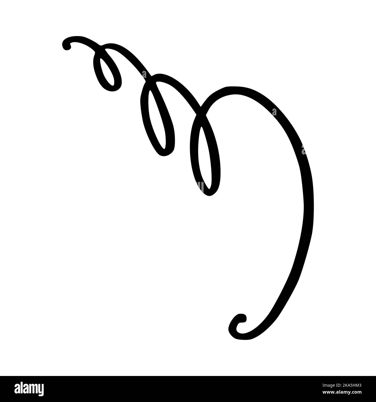 Ornamento fiorente come monogramma o divisore per gli inviti di nozze e altri disegni. Fioritura disegnata a mano isolata su sfondo bianco. Vettore Doodle Illustrazione Vettoriale