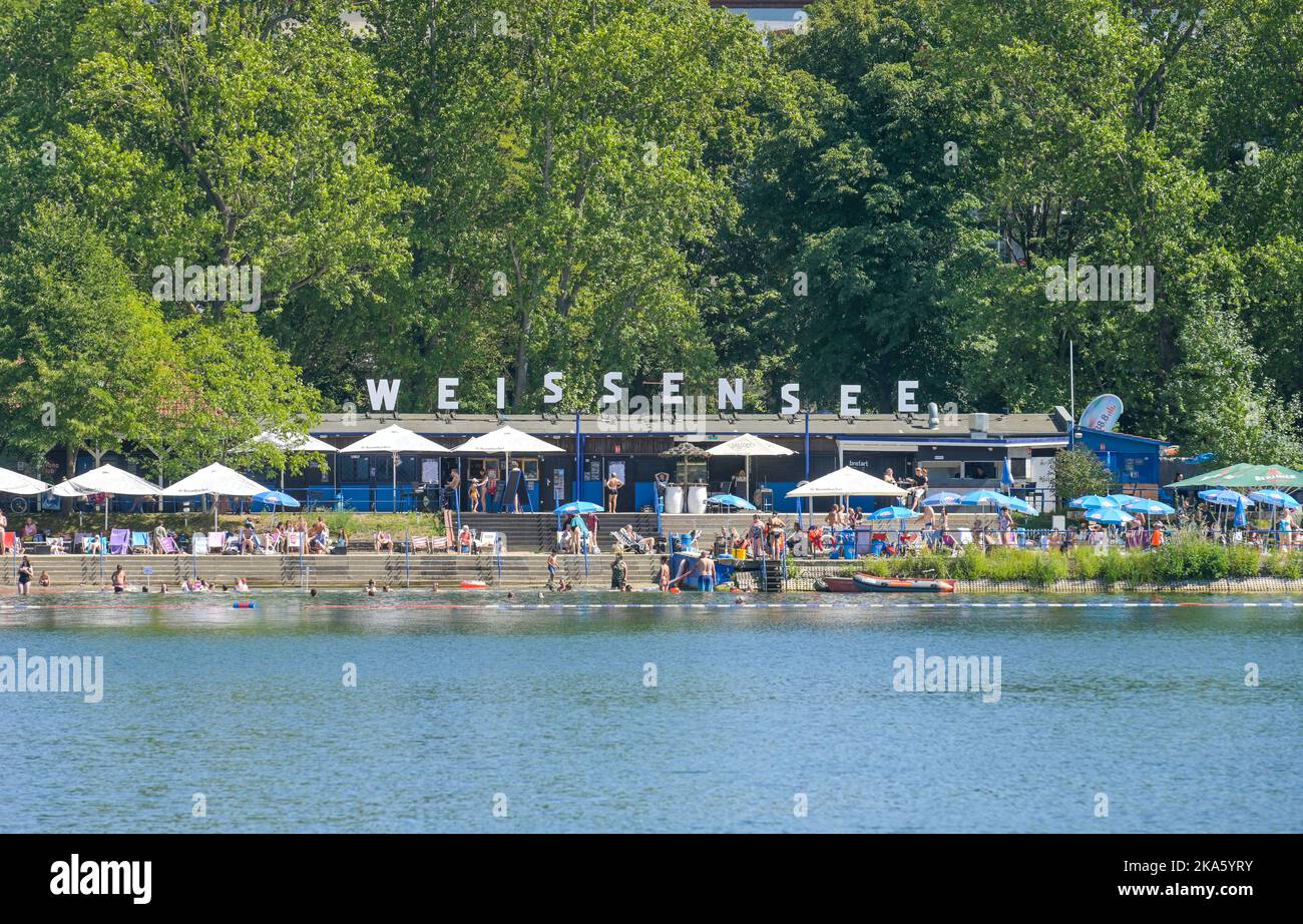 Strandbad, Weißer See, Weißensee, Pankow, Berlino, Germania Foto Stock