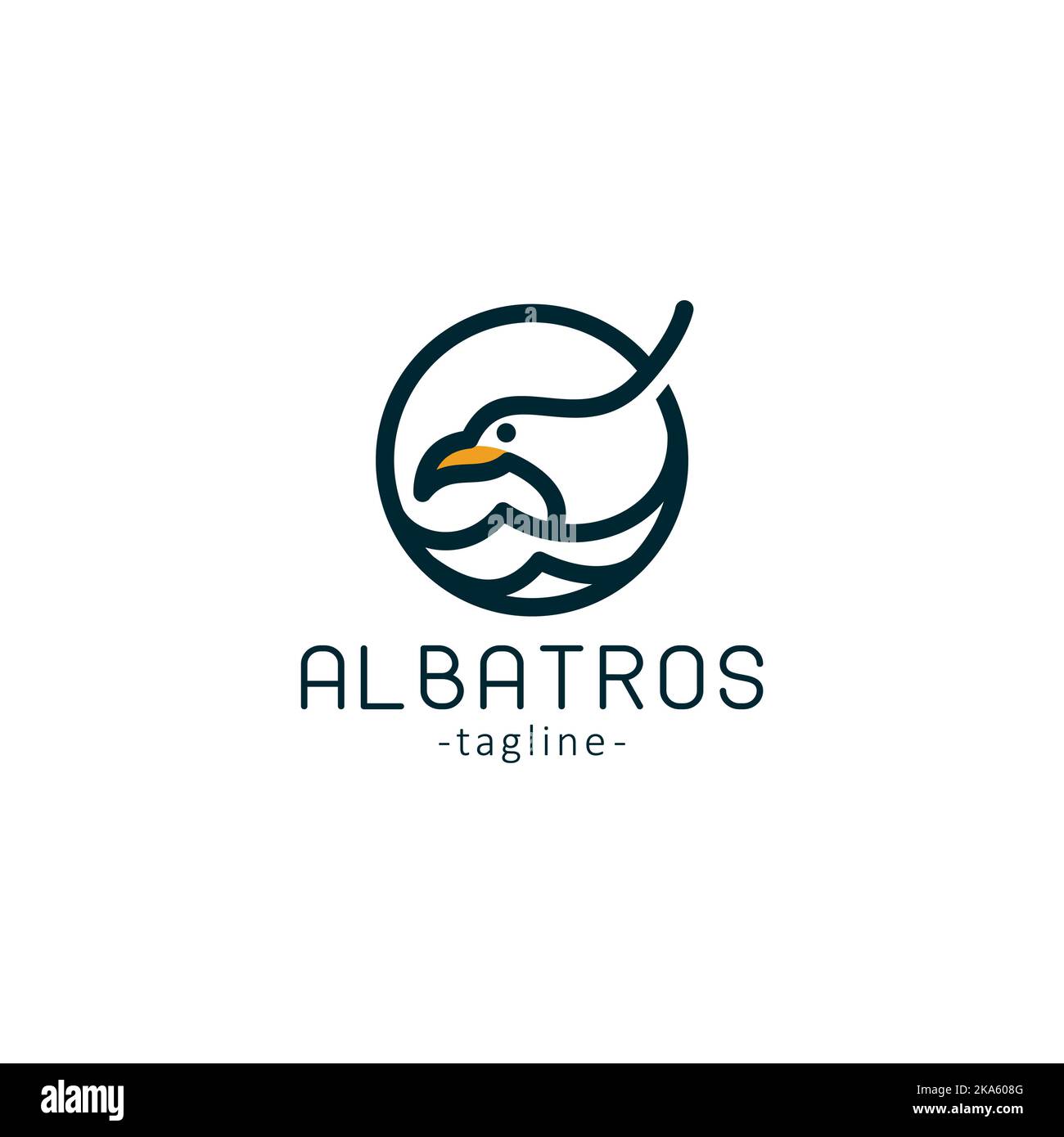 Albatroos Line logo design Vector premium Illustrazione Vettoriale