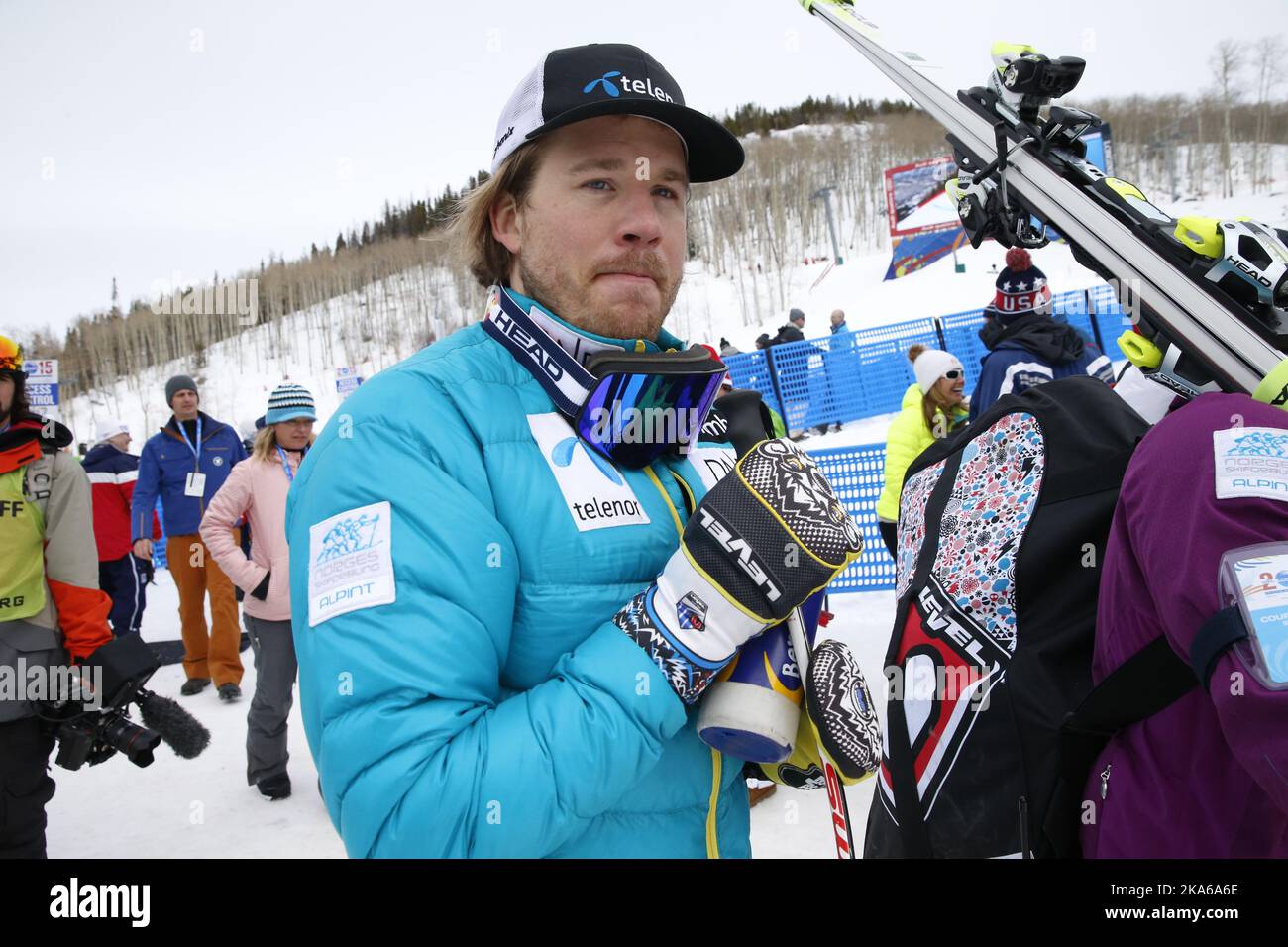 BEAVER CREEK, USA 20150203. Campionato mondiale di sci alpino (FIS) a BEAVERCREEK 2015. Kjetil Jansrud, Norvegia, in allenamento durante la Coppa del mondo discesa per gli uomini, il Martedì. Jansrud è stato il più veloce nell'ambiente di formazione di oggi. Foto: Cornelius Poppe / NTB scanpix Foto Stock