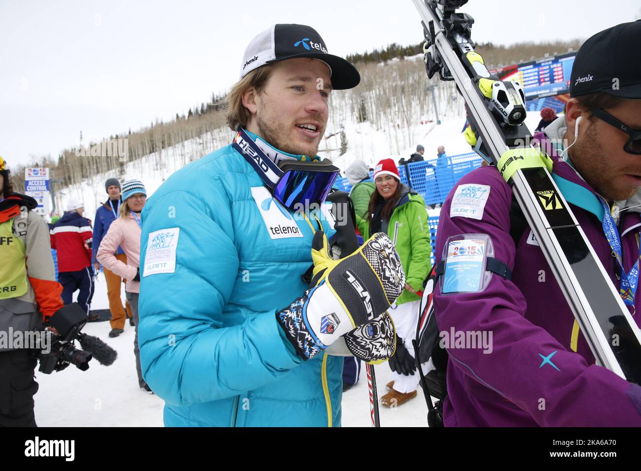 BEAVER CREEK, USA 20150203. Campionato mondiale di sci alpino (FIS) a BEAVERCREEK 2015. Kjetil Jansrud, Norvegia, in allenamento durante la Coppa del mondo discesa per gli uomini, il Martedì. Jansrud è stato il più veloce nell'ambiente di formazione di oggi. Foto: Cornelius Poppe / NTB scanpix Foto Stock