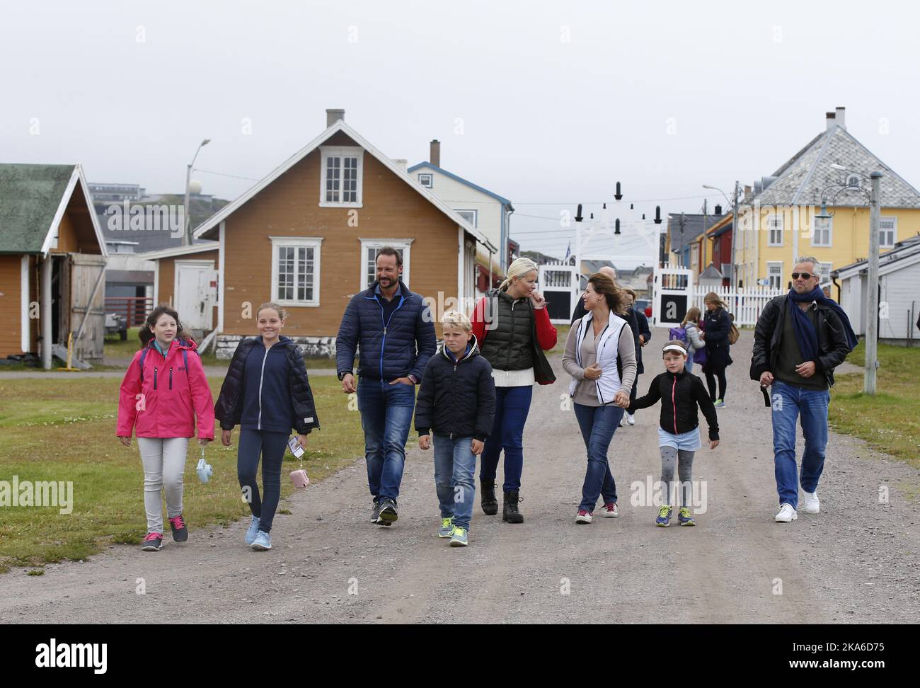 La famiglia reale norvegese in luogo a Vardo in vacanza 9 agosto 2015. Re Harald, Regina sonora