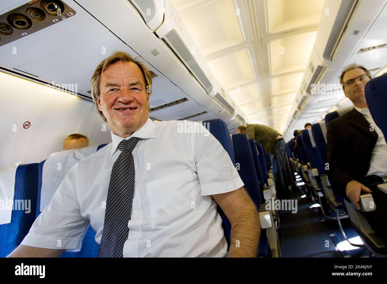 CEO di Norwegian Air Shuttle, Bjørn Kjos, a bordo di uno dei suoi aerei. Foto: Håkon Mosvold Larsen / SCANPIX Foto Stock