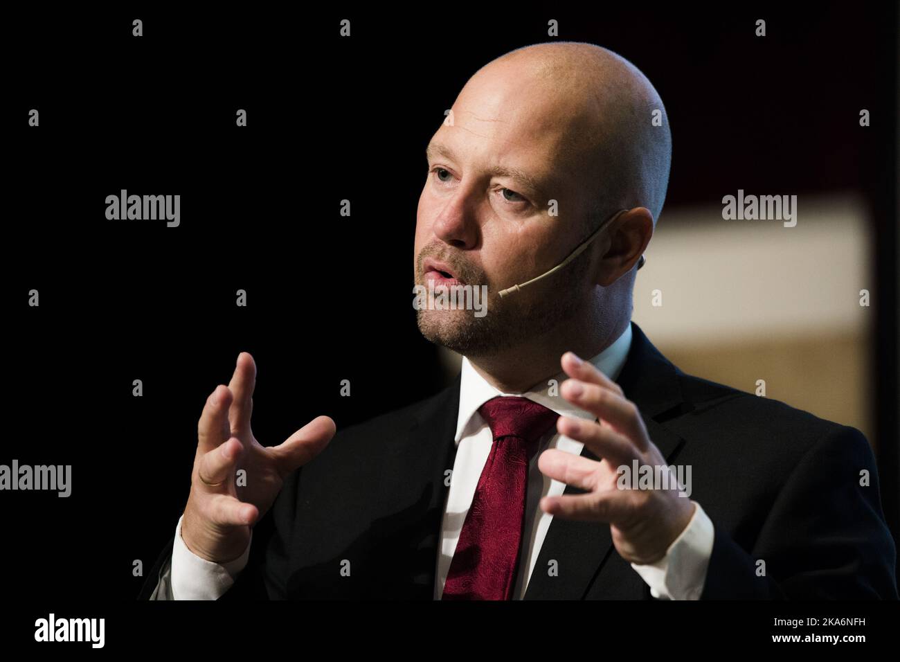 OSLO, Norvegia 20160916. Il Ministro della Giustizia Anders Anundsen aprirà nel 2016 la conferenza nazionale sulla radicalizzazione e l'estremismo violento, che si terrà venerdì a Litteraturhuset. Foto: Berit Roald / NTB scanpix Foto Stock