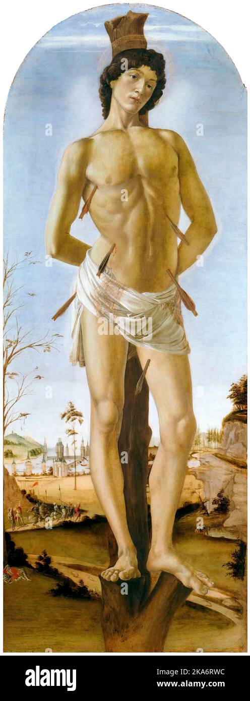 San Sebastiano, dipinto ad olio su tavola di Sandro Botticelli, 1474 Foto Stock