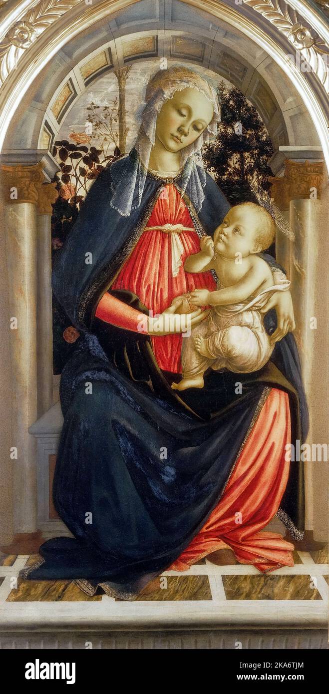Sandro Botticelli, la Madonna del Roseto, dipinto a tempera su pannello, 1469-1470 Foto Stock