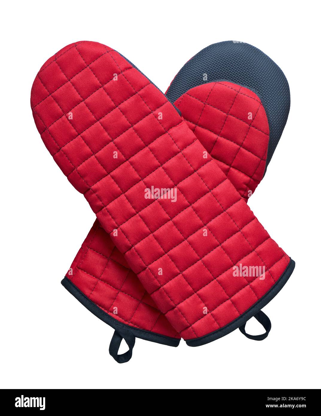 Muffole rosse da forno isolate su sfondo bianco Foto Stock