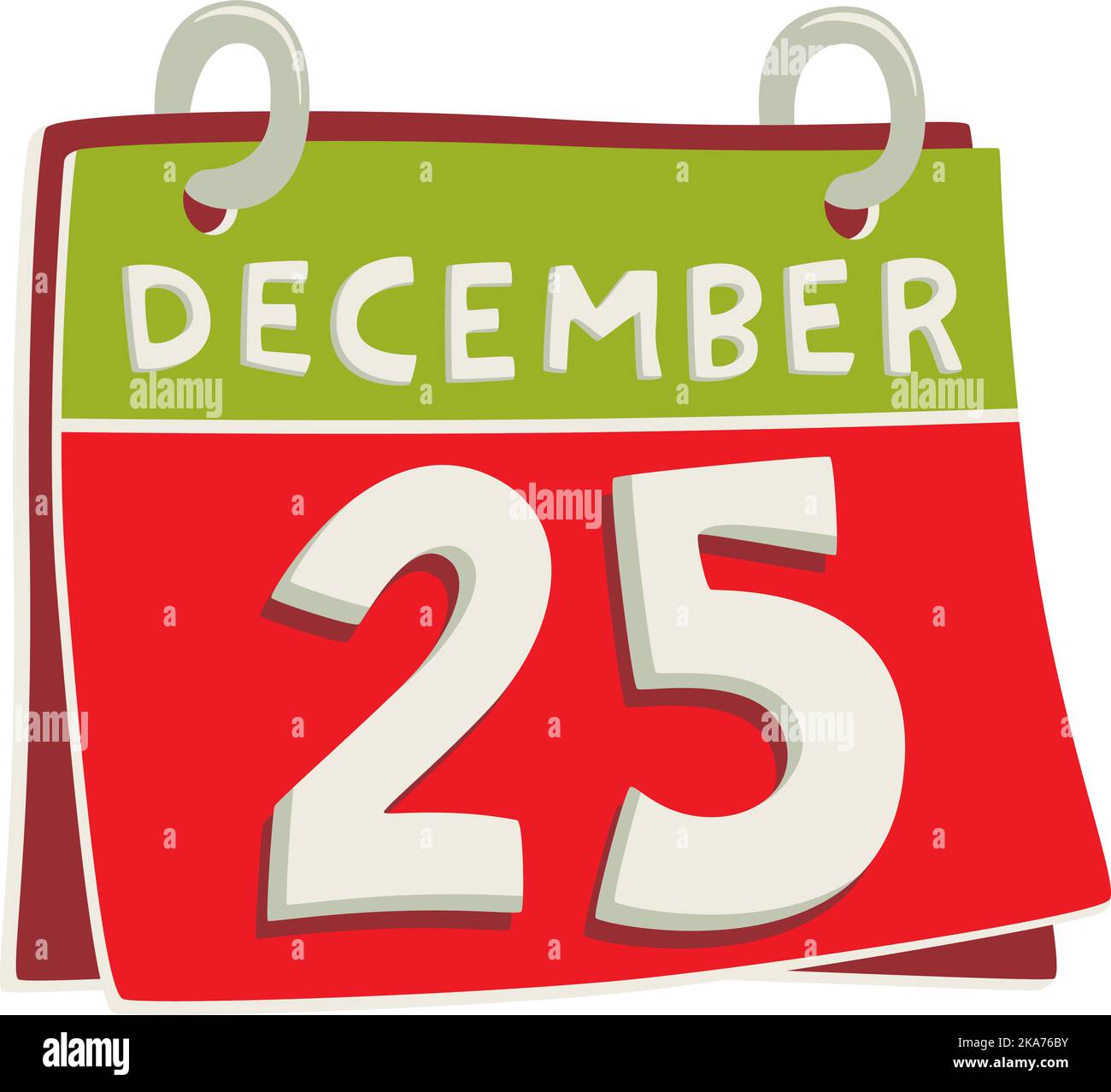 Illustrazione vettoriale di un calendario con il giorno di Natale. Illustrazione Vettoriale