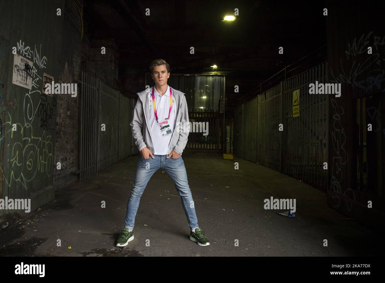 Londra, Regno Unito 20170805. Jakob Ingebrigtsen è un ragazzo per la prima volta a Londra e parteciperà al suo primo campionato mondiale di atletica domenica. Foto: Heiko Junge / NTB scanpix Foto Stock