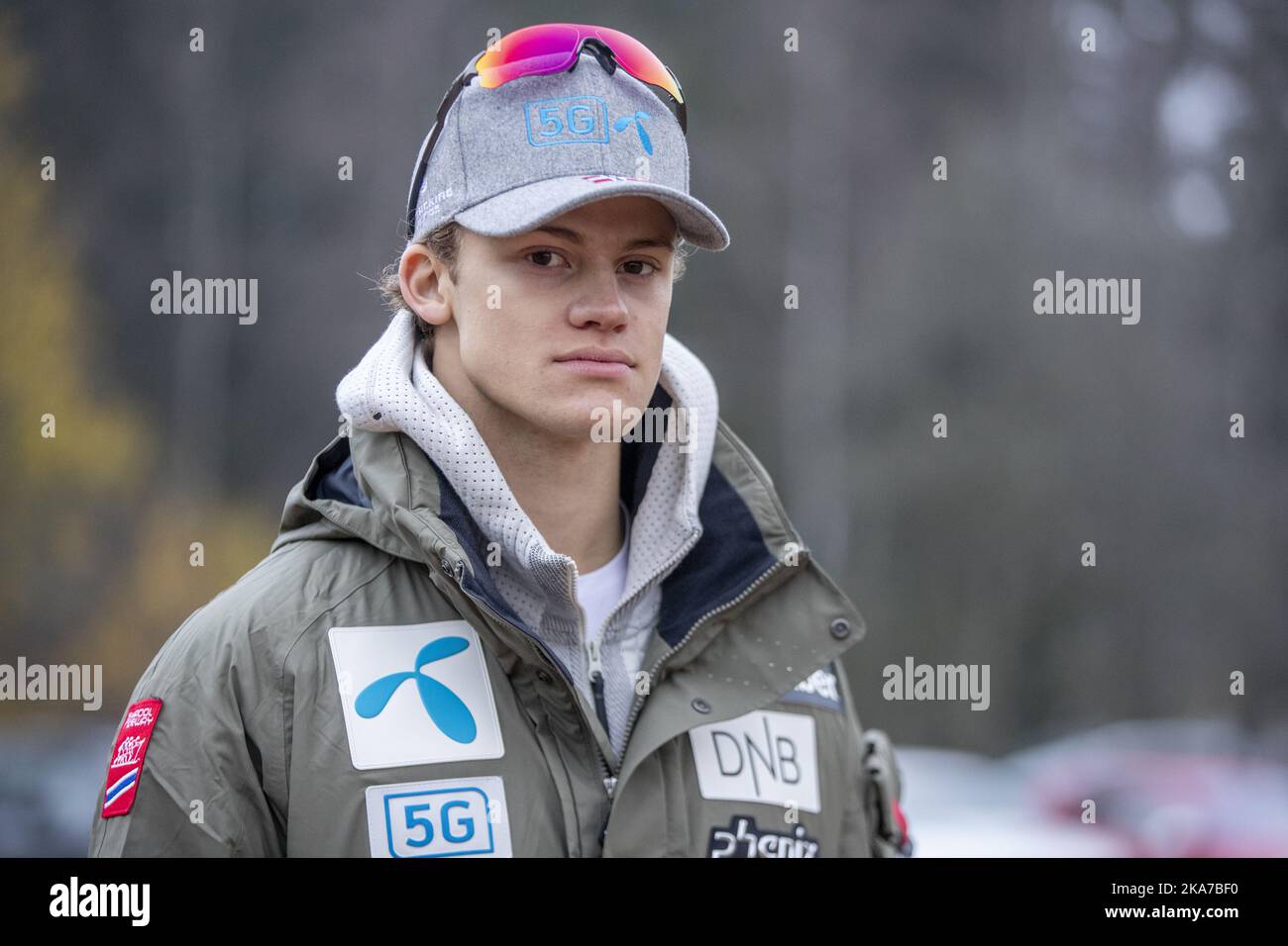 Oslo 20211029. L'alpinista Lucas Pinheiro Braathen durante una conferenza stampa al vertice olimpico con la nazionale norvegese di sci alpino. Foto: Javad Parsa / NTB Foto Stock