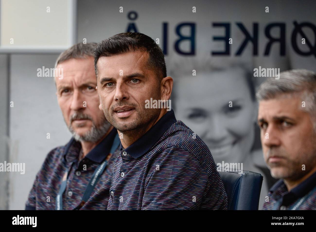 Stavanger 20220825. L'allenatore della FCSB Nicolae DicÃ¢ prima della partita tra Viking e FCSB dalla Romania nel playoff per la Conference League nel calcio. Foto: Carina Johansen / NTB Foto Stock