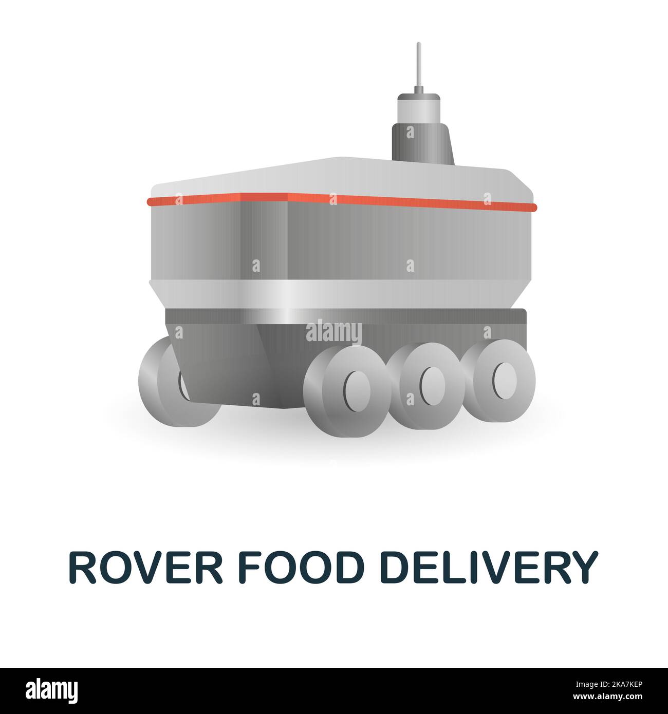 Icona Rover Food Delivery. 3d illustrazione dalla collezione smart city. Creative Rover Food Delivery 3D icona per web design, modelli, infografiche e. Illustrazione Vettoriale