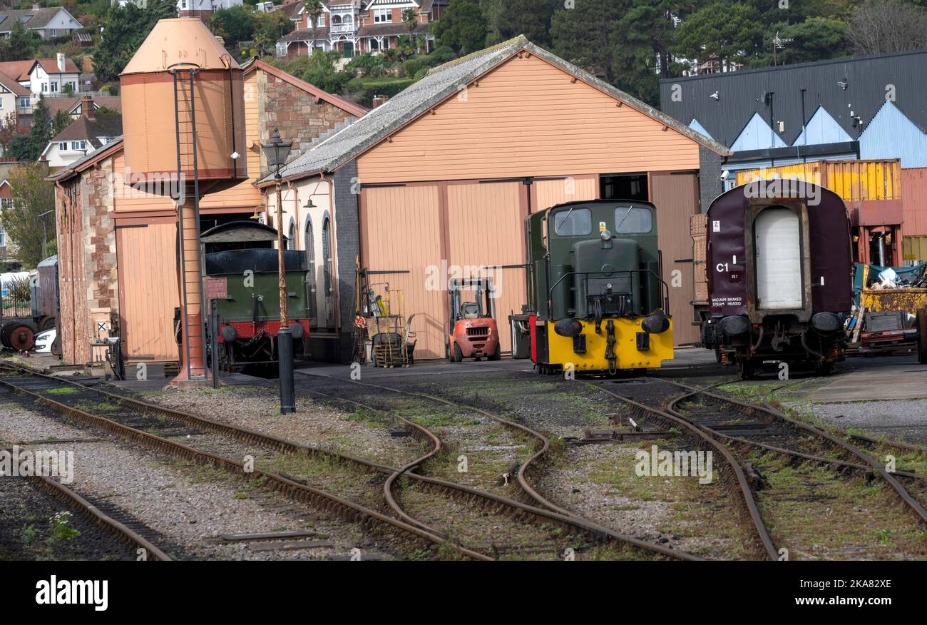 Stazione ferroviaria di Minehead, West Somerset Preservation Railway, Minehead, Somerset, Inghilterra, Regno Unito Foto Stock