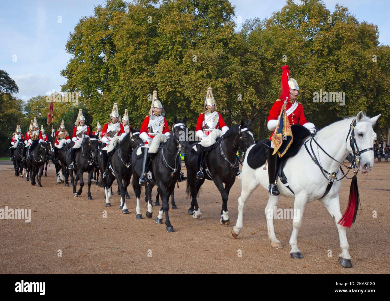 Life Guards di ritorno da Buckingham Palace. Londra Foto Stock