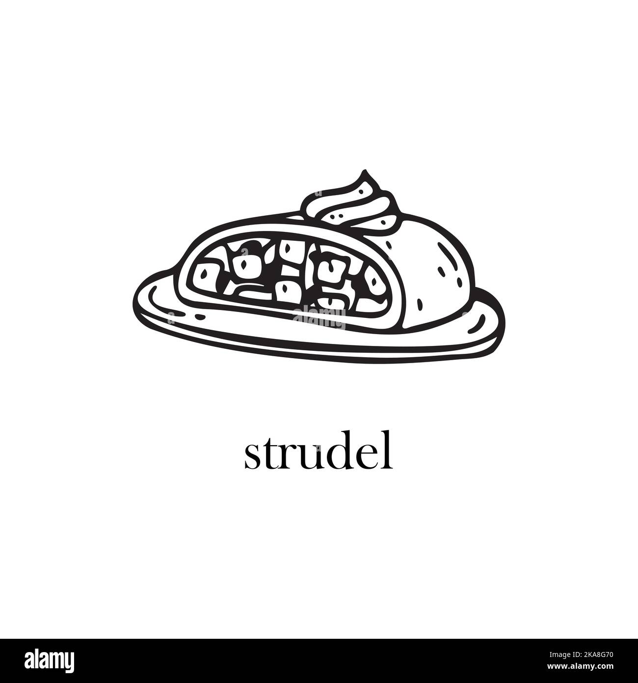 Illustrazione vettoriale di un piatto ceco - strudel. Piatti per Natale e Capodanno. Illustrazione Vettoriale
