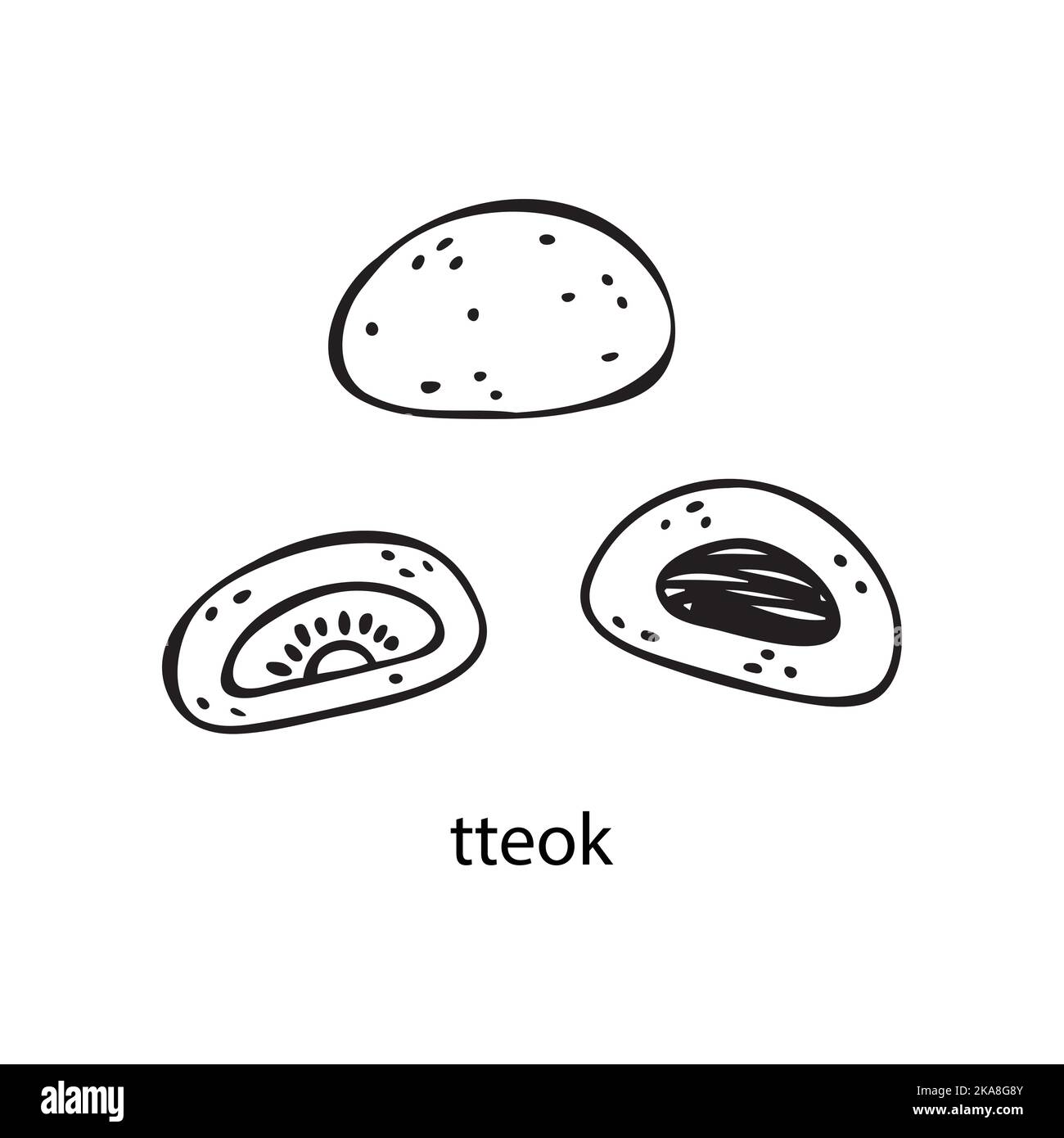 Illustrazione vettoriale di un piatto sudcoreano - tteok. Piatti per Natale e Capodanno. Illustrazione Vettoriale