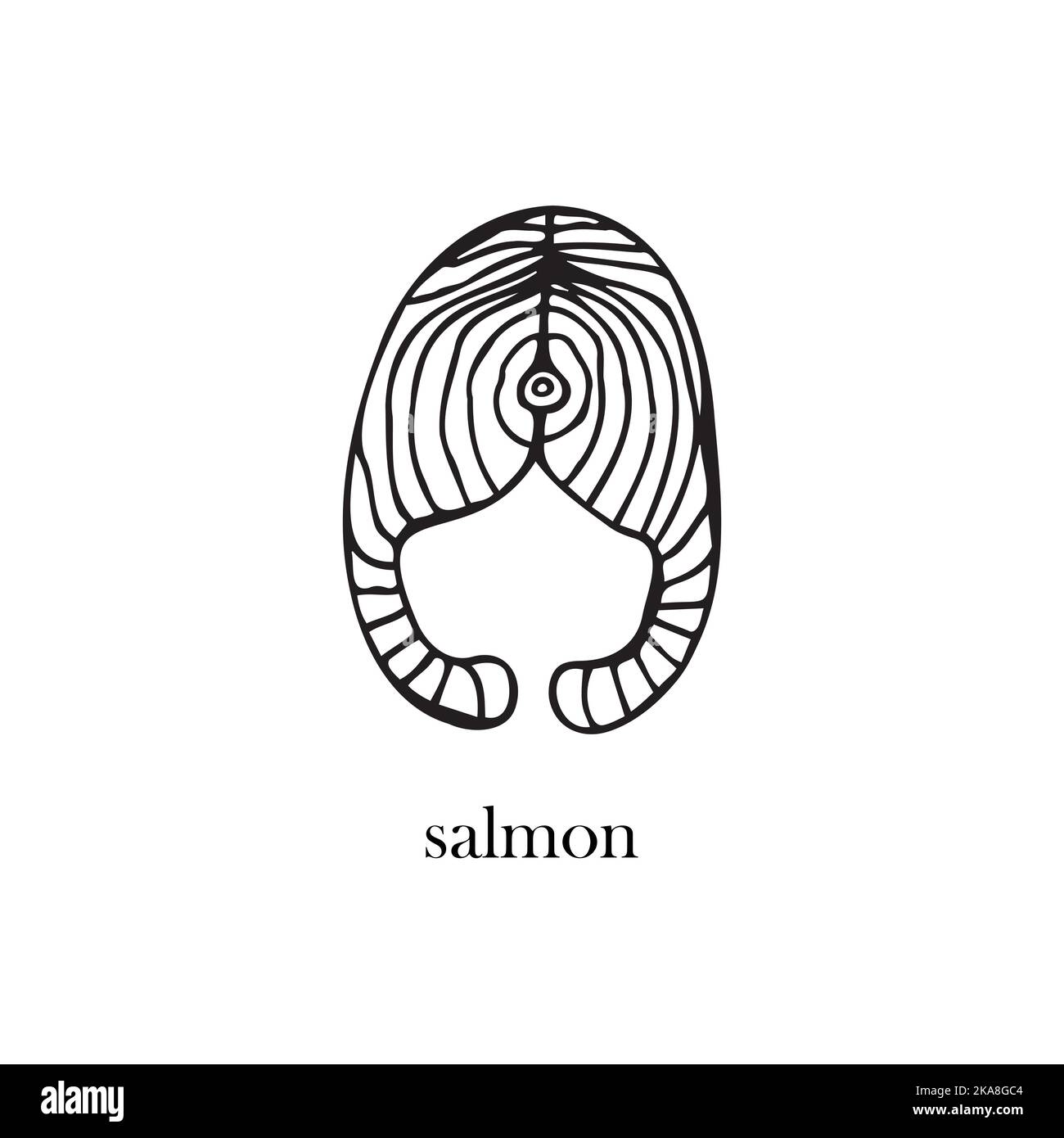 Illustrazione vettoriale della bistecca di salmone. Pesce e frutti di mare. Illustrazione Vettoriale