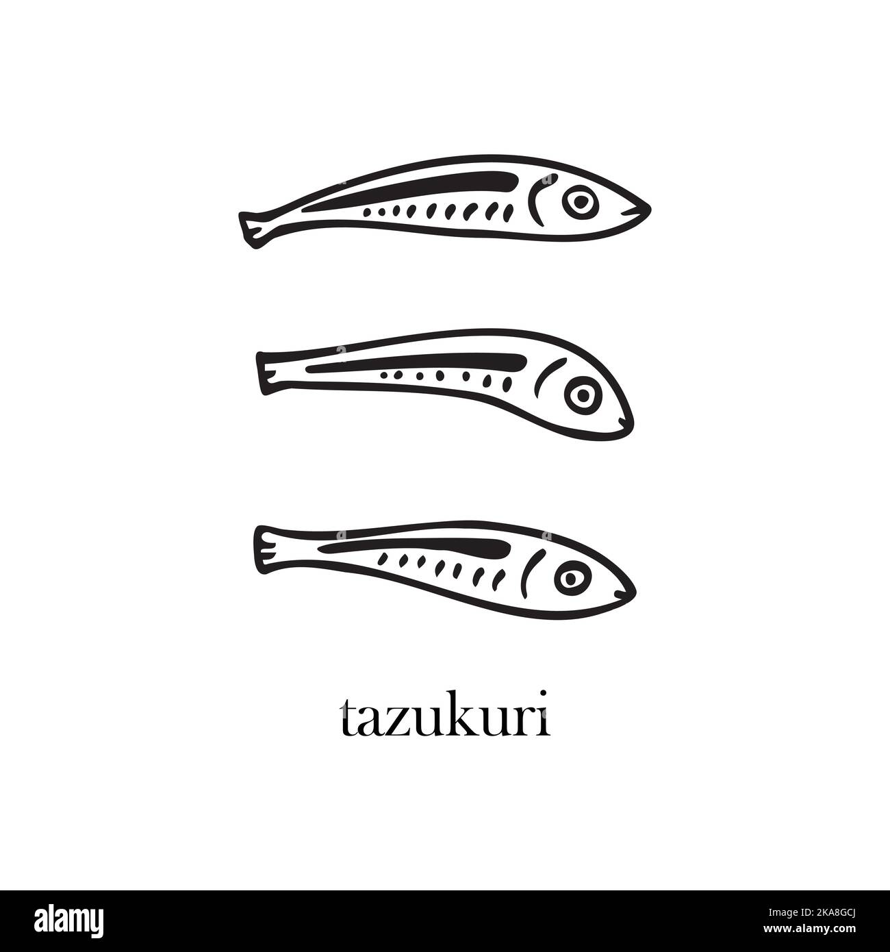 Illustrazione vettoriale di un piatto giapponese - tazukuri. Piatti per Natale e Capodanno. Illustrazione Vettoriale