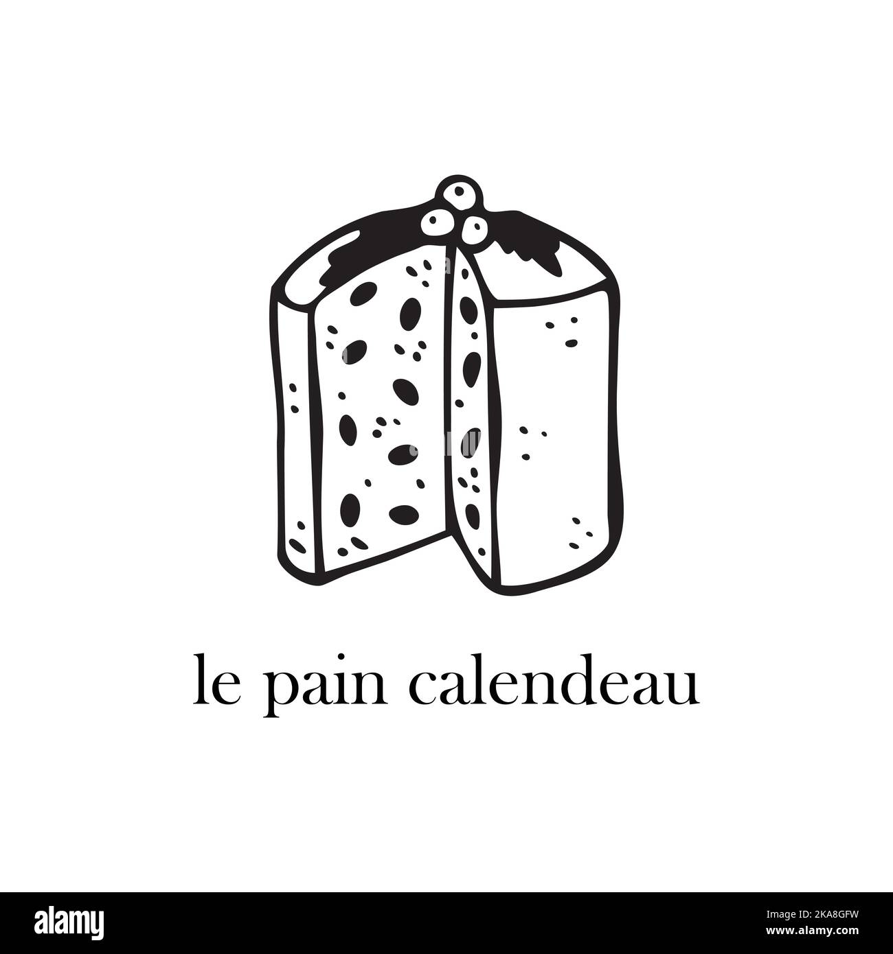 Illustrazione vettoriale di un piatto francese - buch de noel. Piatti per Natale e Capodanno. Illustrazione Vettoriale