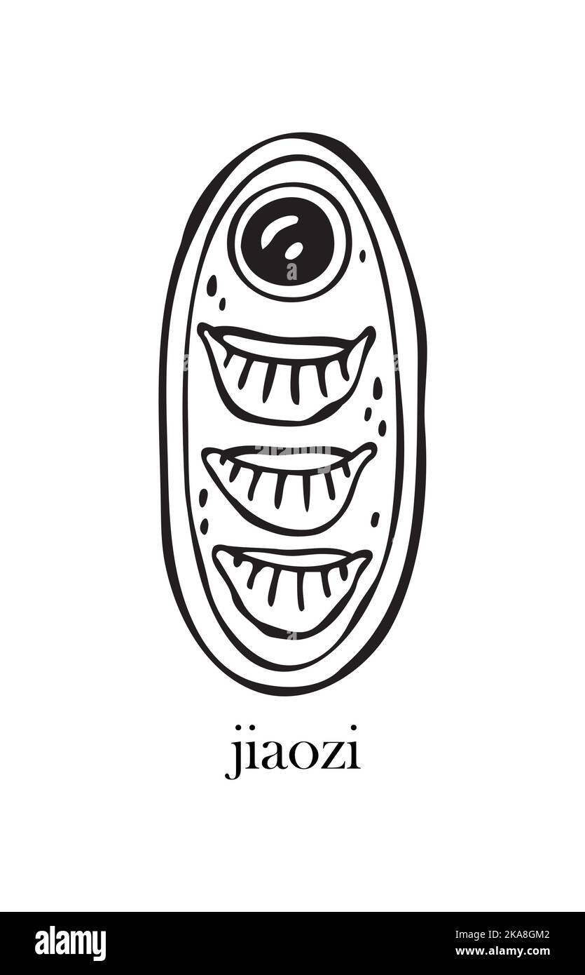 Illustrazione vettoriale di un piatto cinese - jiaozi. Piatti per Natale e Capodanno. Illustrazione Vettoriale