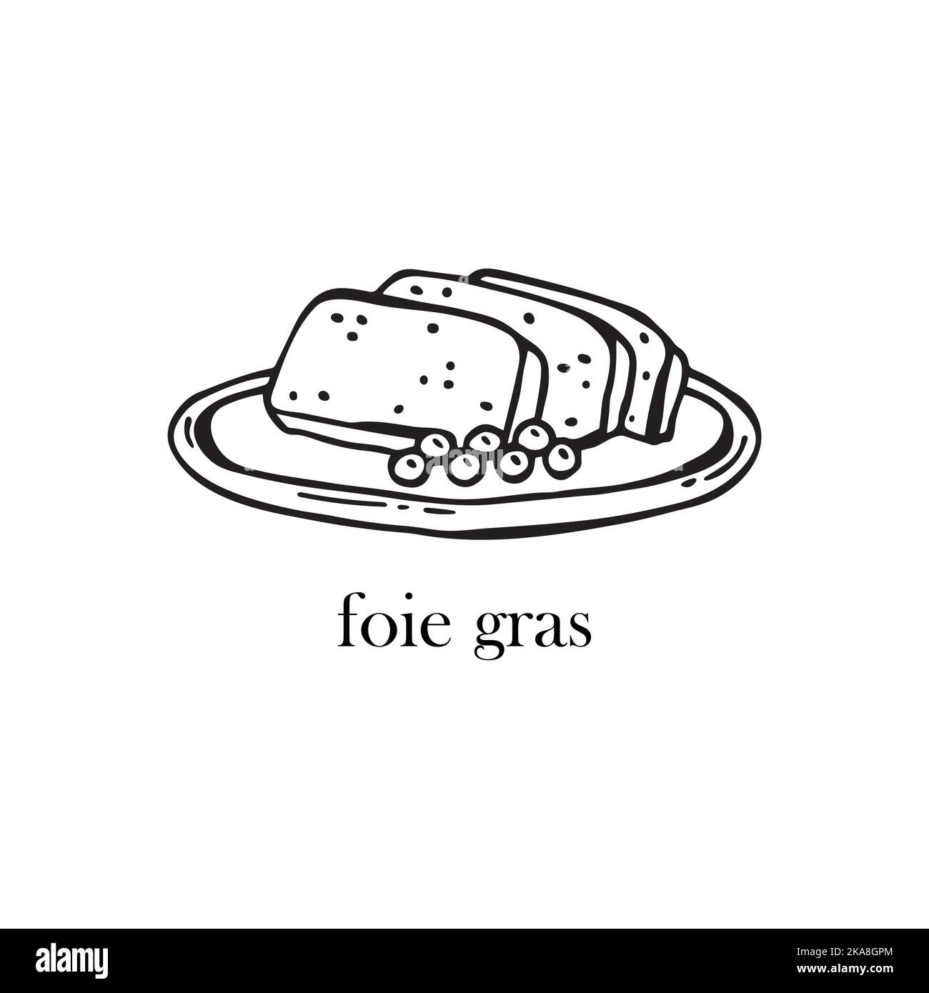 Illustrazione vettoriale di un piatto francese - foie gras. Piatti per Natale e Capodanno. Illustrazione Vettoriale