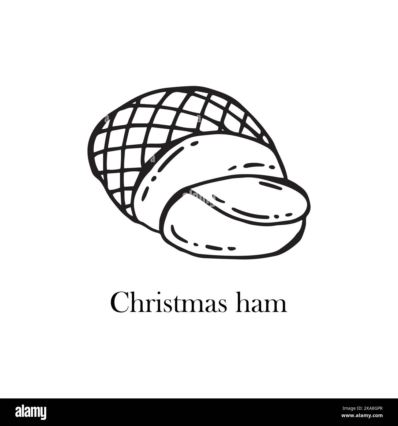 Illustrazione vettoriale di un piatto americano - prosciutto di natale. Piatti per Natale e Capodanno. Illustrazione Vettoriale