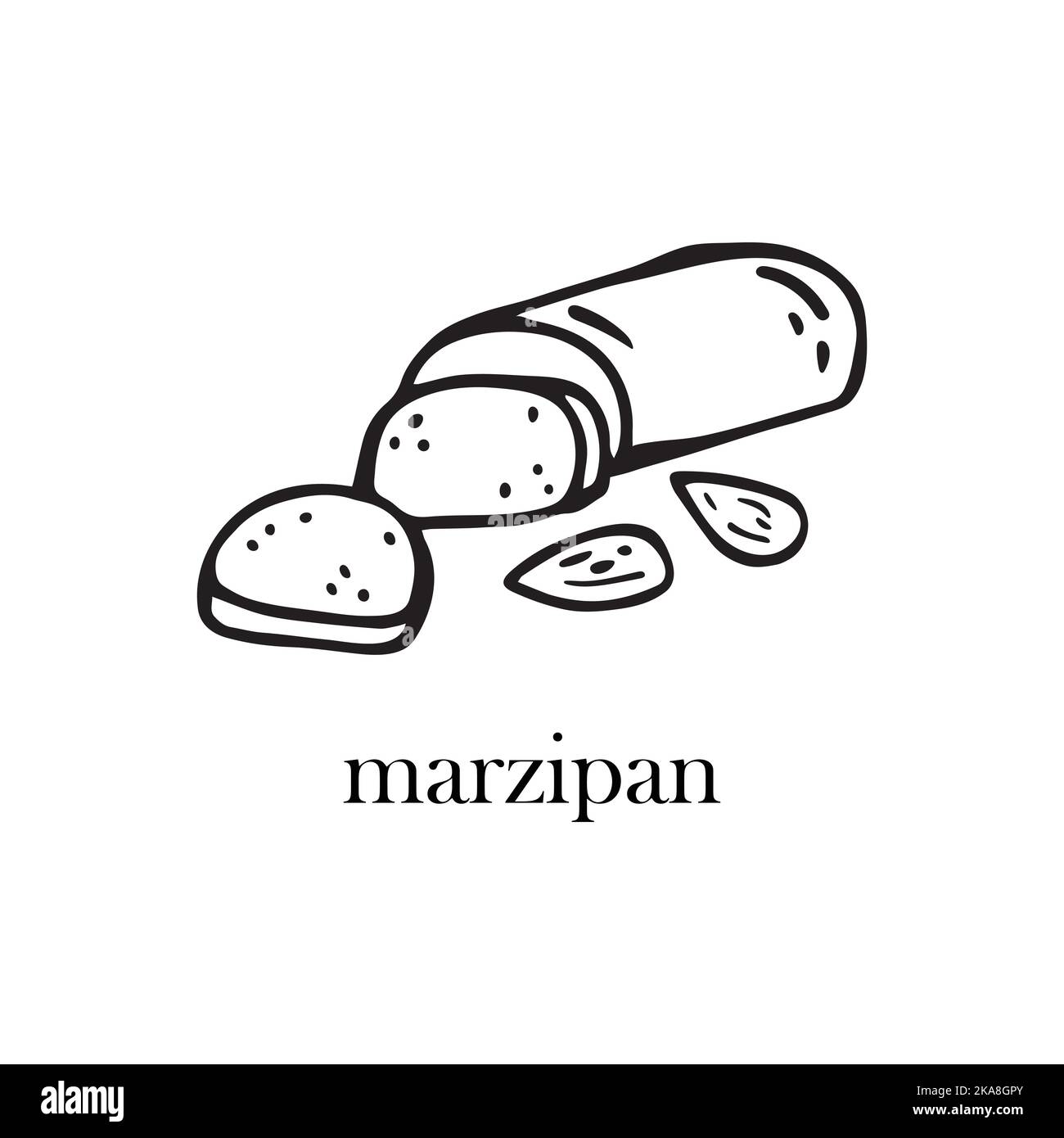 Illustrazione vettoriale di un piatto di Natale - marzapane. Cibo di Capodanno. Illustrazione Vettoriale