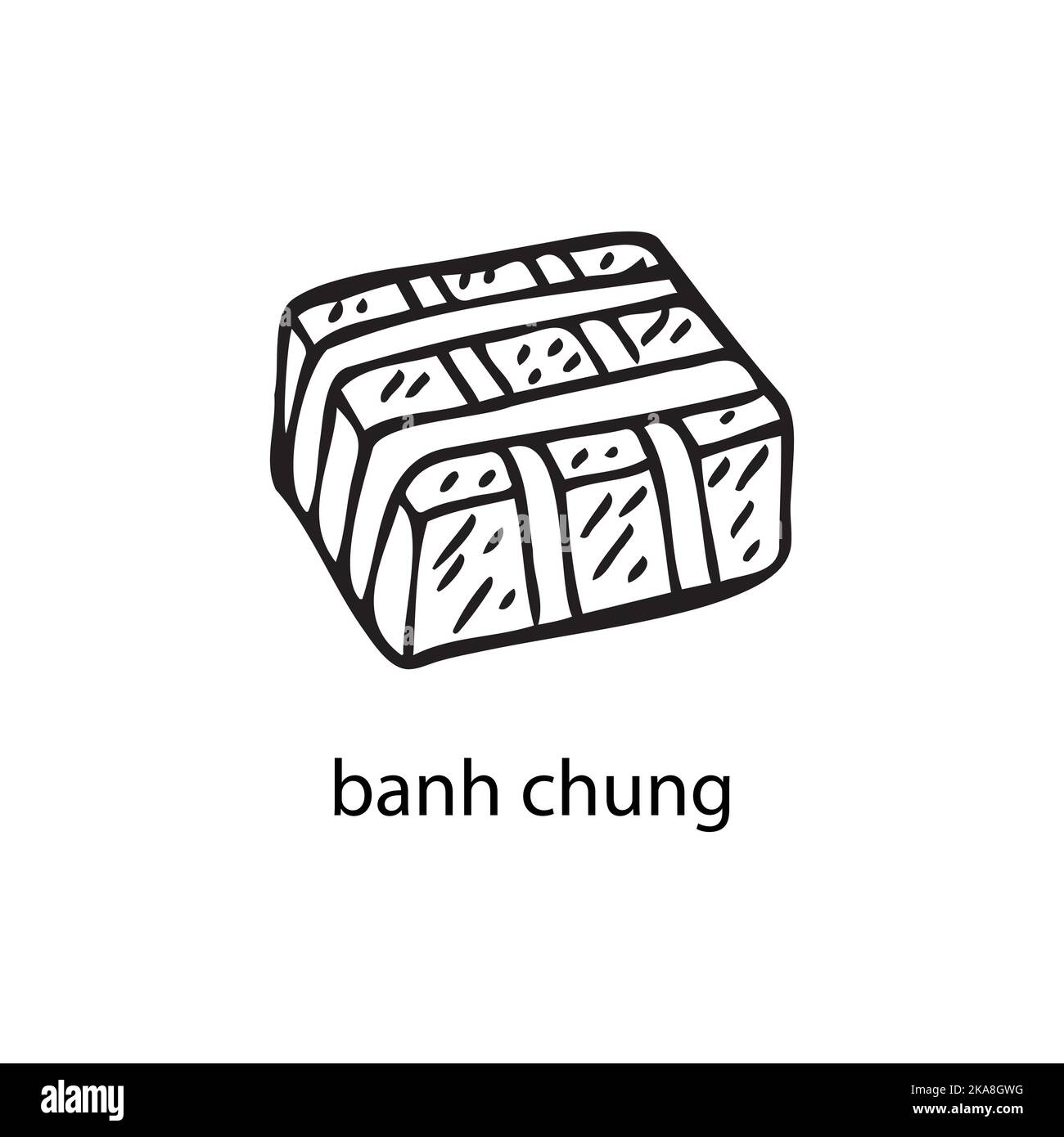 Illustrazione vettoriale di un piatto vietnamita - banh chung. Piatti per Natale e Capodanno. Illustrazione Vettoriale