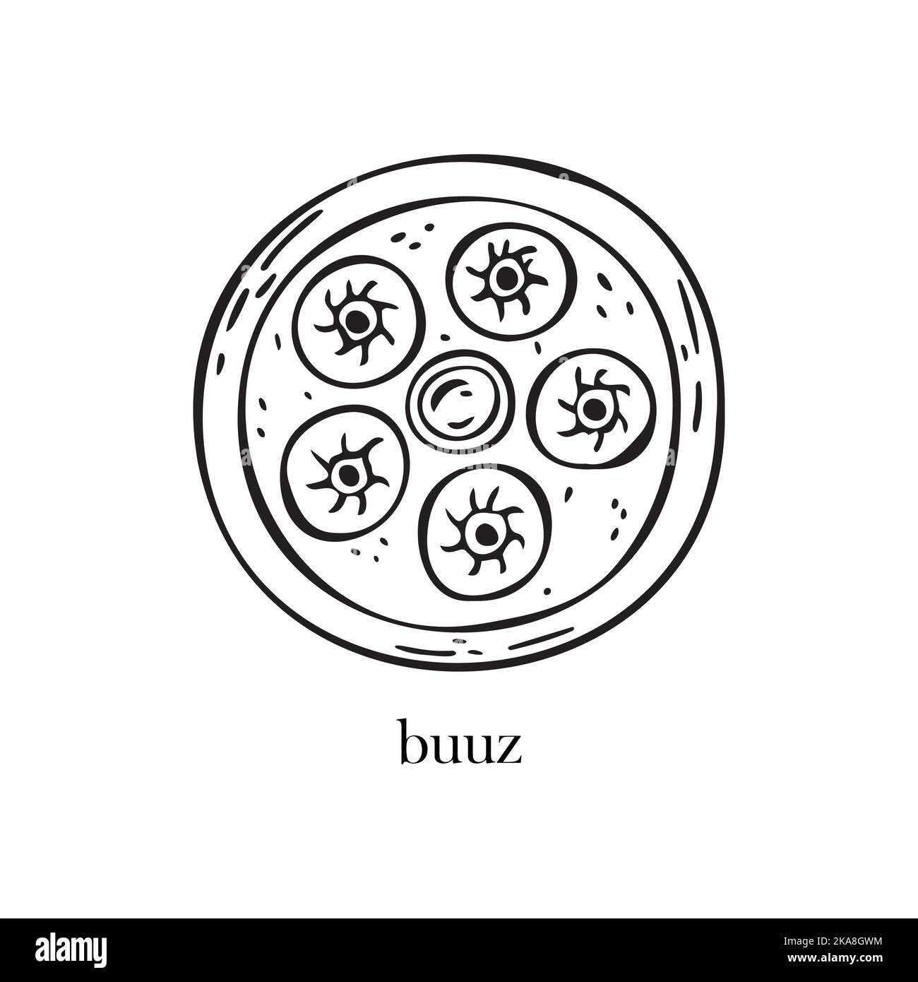 Illustrazione vettoriale di un piatto mongolo - buuz. Cibo di Capodanno. Illustrazione Vettoriale