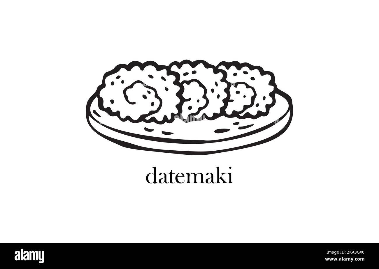 Illustrazione vettoriale di un piatto giapponese - datemaki. Piatti per Natale e Capodanno. Illustrazione Vettoriale