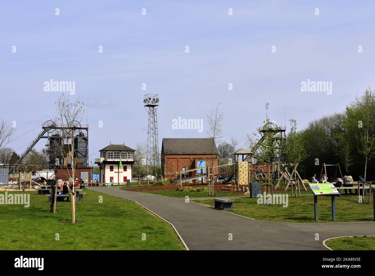 Vista su Snibston Colliery Park, Coalville, Leicestershire, Inghilterra, Regno Unito Foto Stock