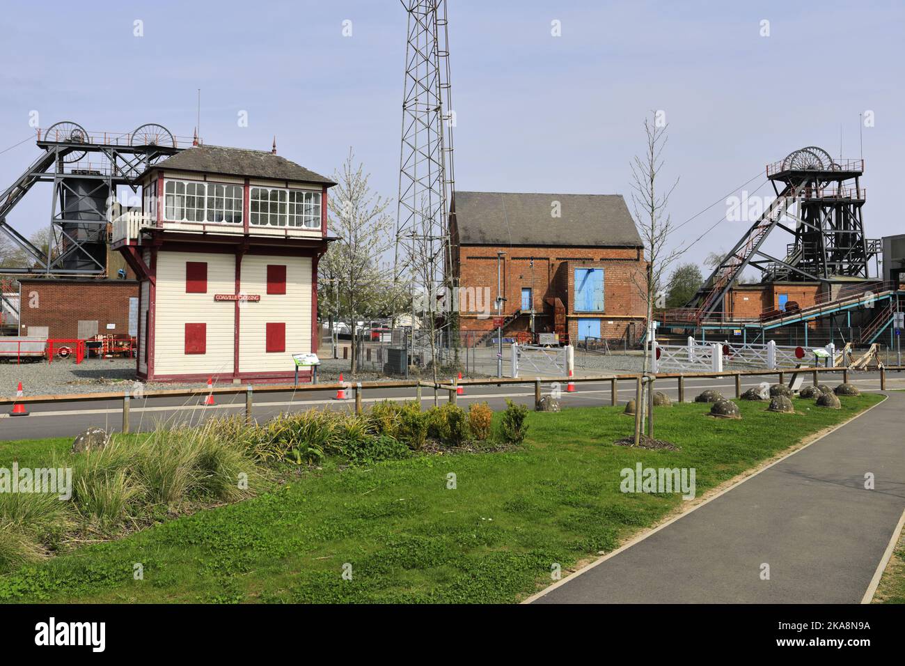 Vista su Snibston Colliery Park, Coalville, Leicestershire, Inghilterra, Regno Unito Foto Stock