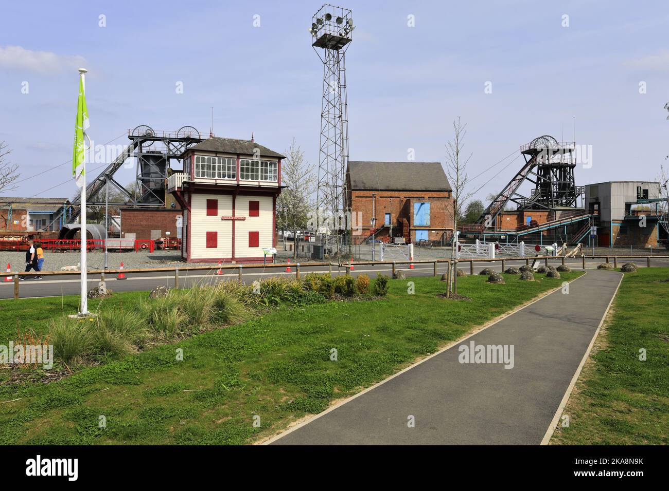 Vista su Snibston Colliery Park, Coalville, Leicestershire, Inghilterra, Regno Unito Foto Stock