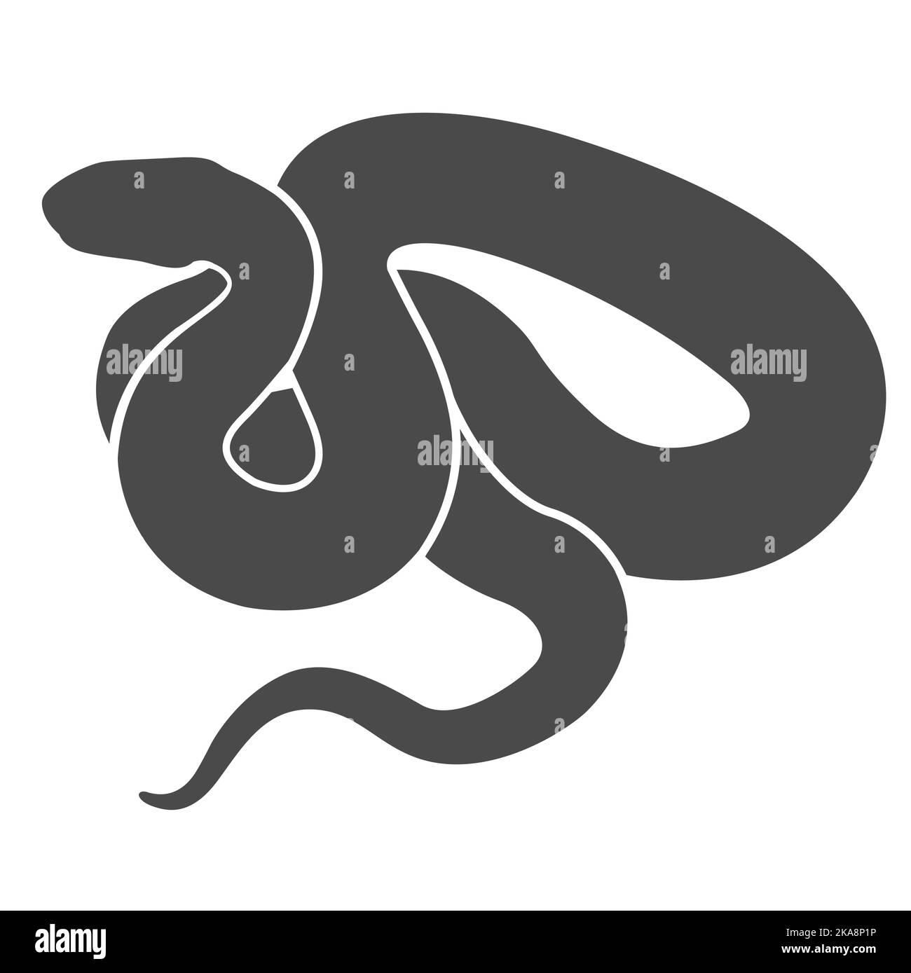 Serpente o vipera si rotolò in una palla, silhouette di serpente arricciato, vettore Illustrazione Vettoriale